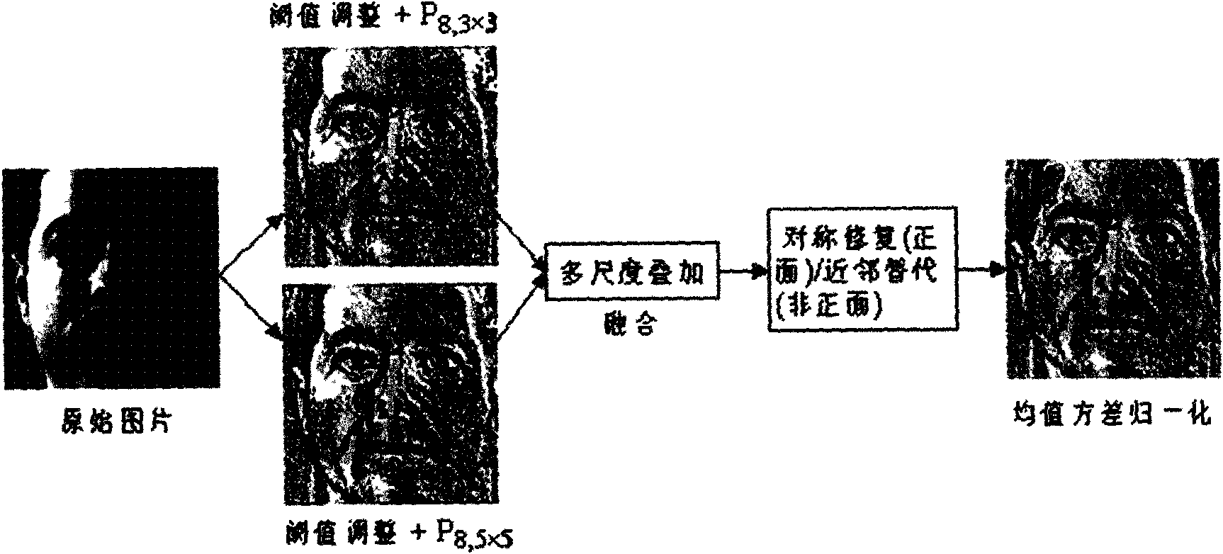 Processing method for eliminating illumination unevenness of face image