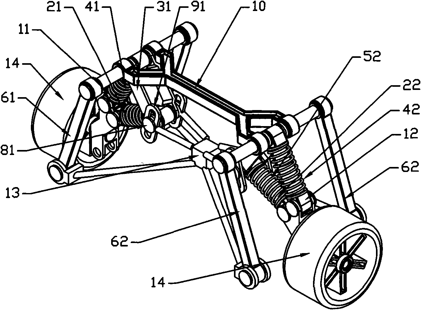 Automobile suspension system capable of generating negative-value inclination angle