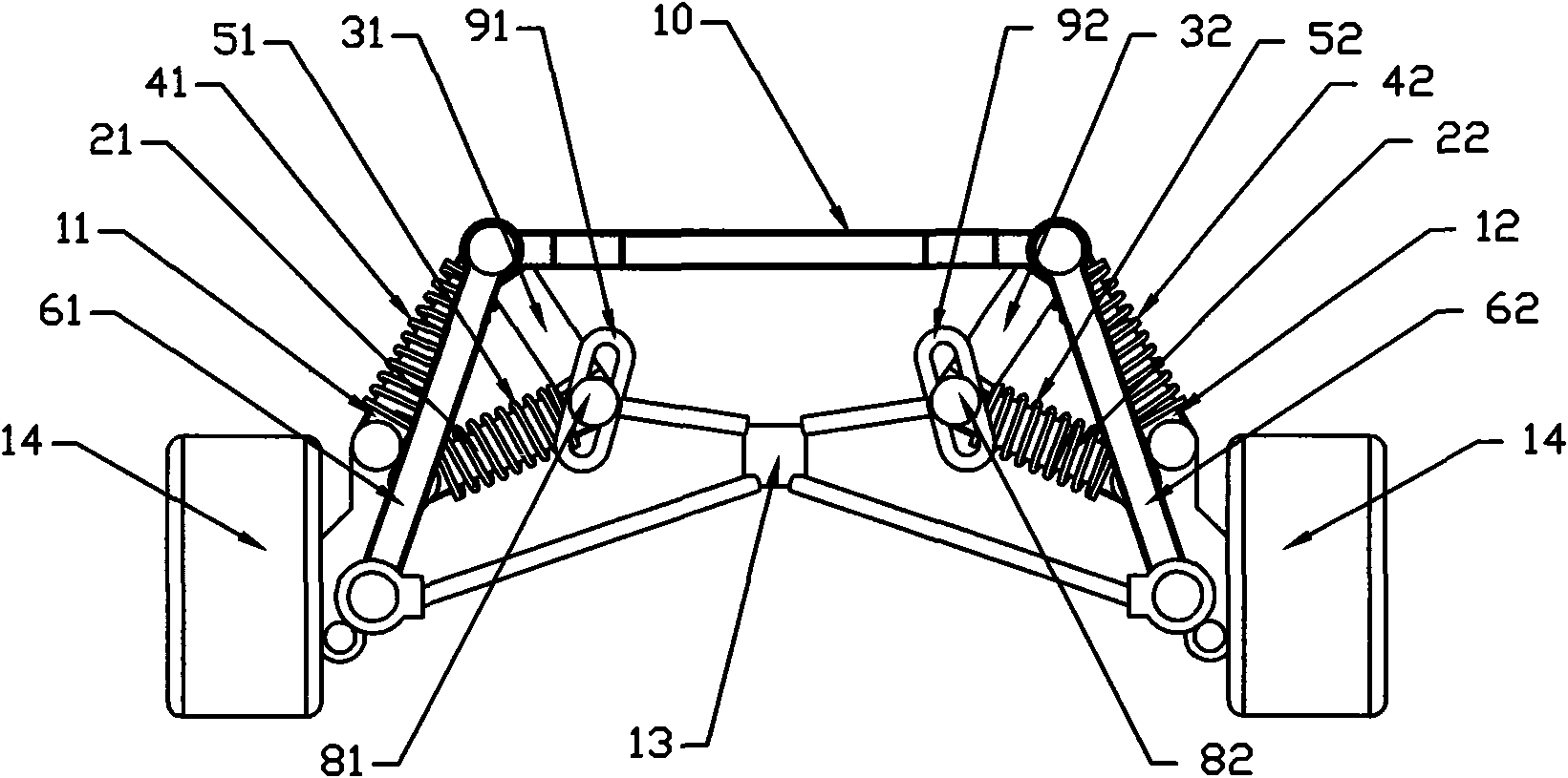 Automobile suspension system capable of generating negative-value inclination angle