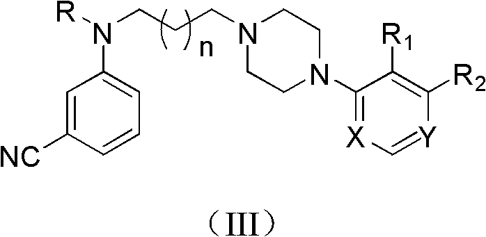 3-Cyanoaniline alkyl aryl piperazine derivative and application in preparing medicaments