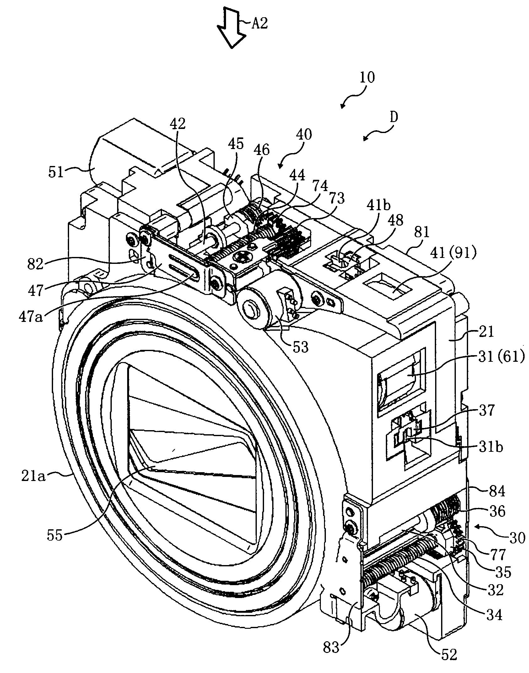 Lens barrel, shooting device, camera, information terminal device and image input device