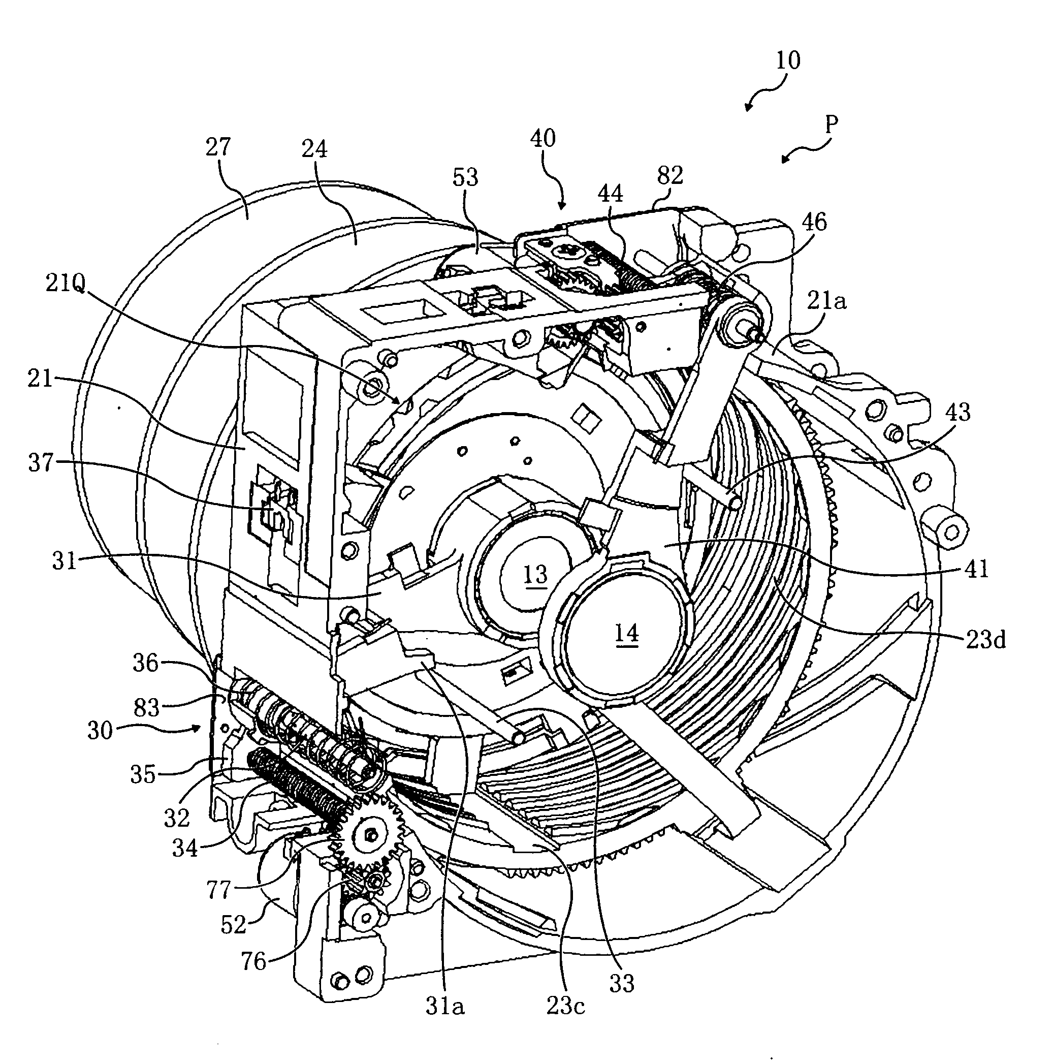 Lens barrel, shooting device, camera, information terminal device and image input device