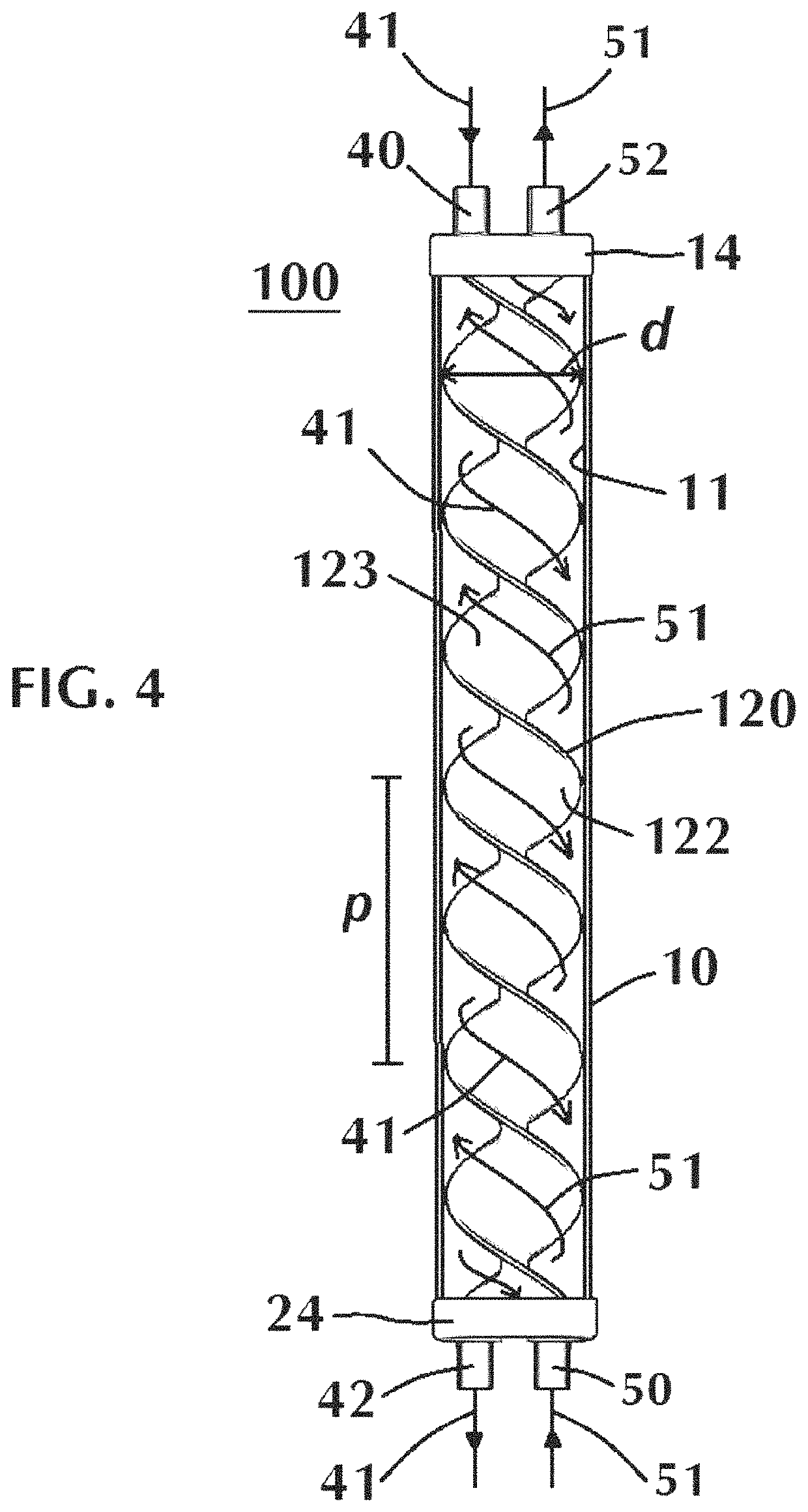 Counterflow helical heat exchanger