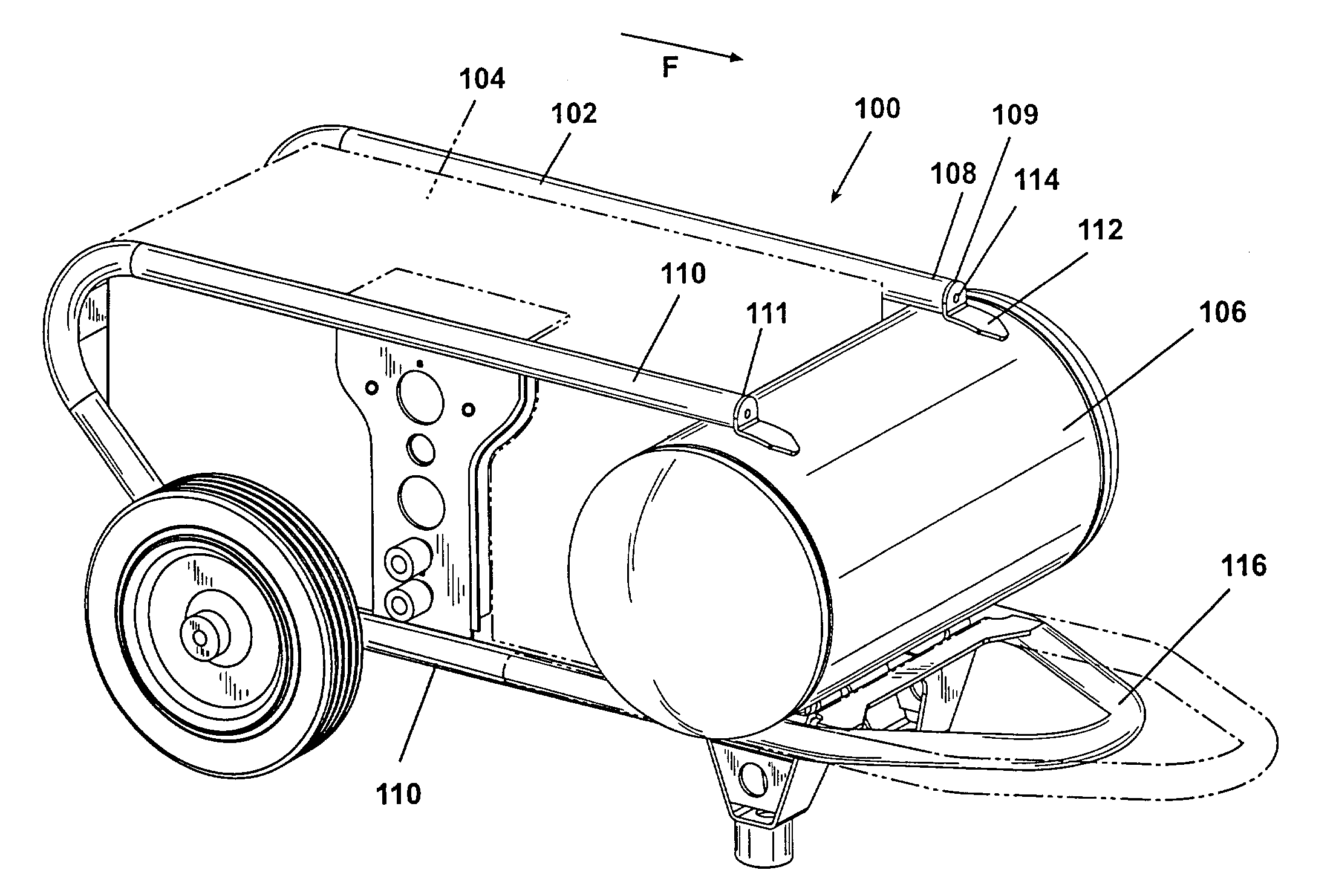 Support structure for a portable air compressor
