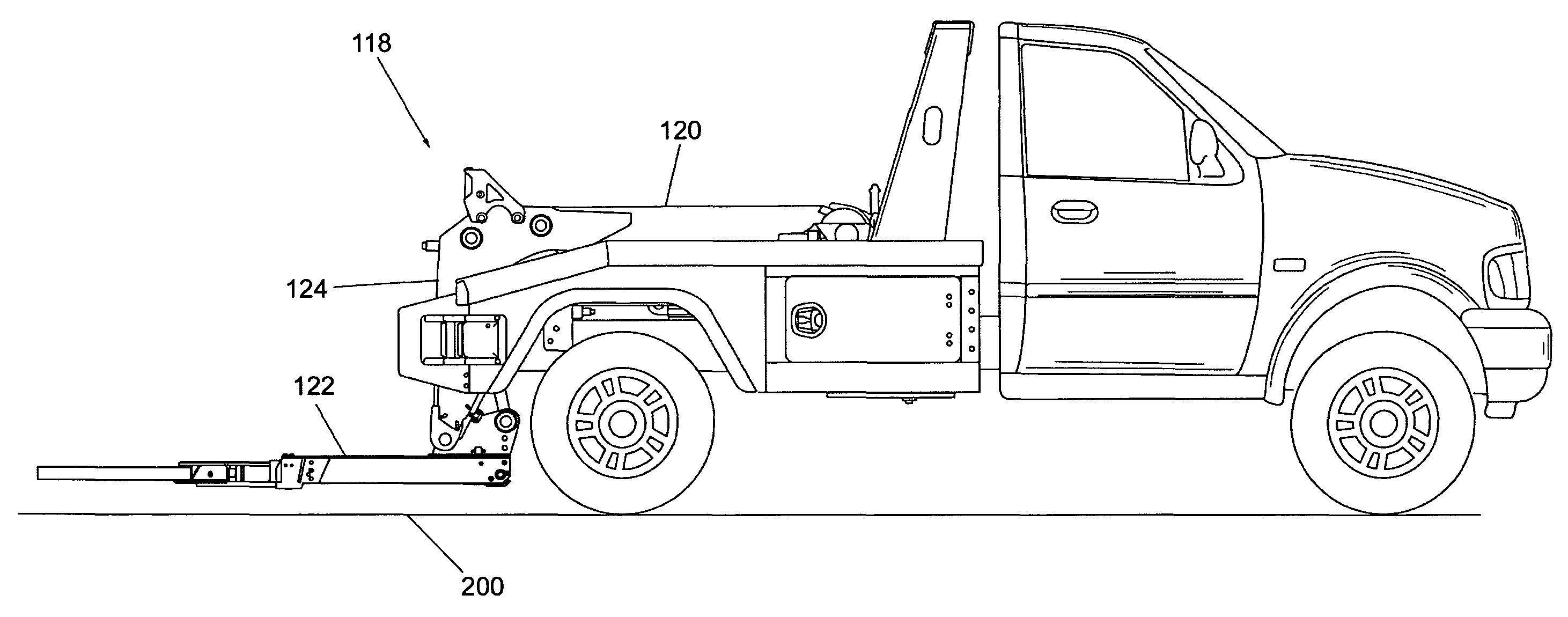 Tow truck with underlift control