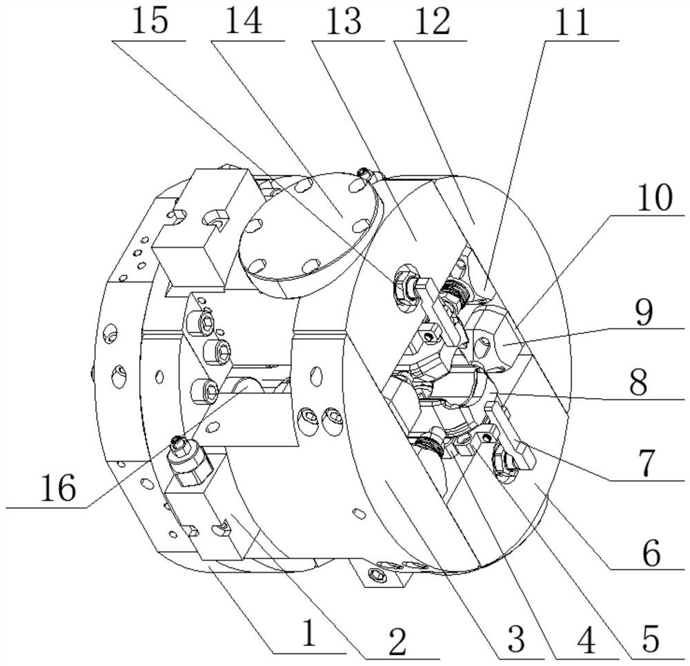 Double-station rotary clamp for finish turning of semicircles of brake bases