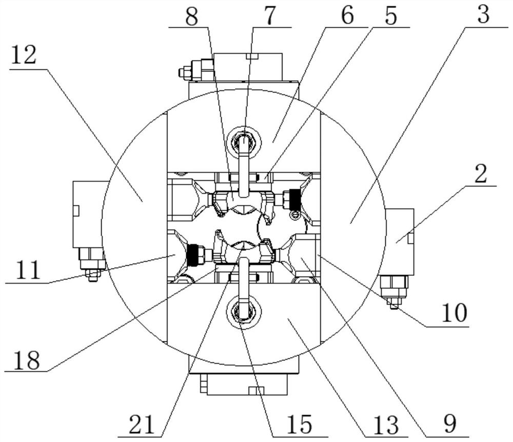 Double-station rotary clamp for finish turning of semicircles of brake bases