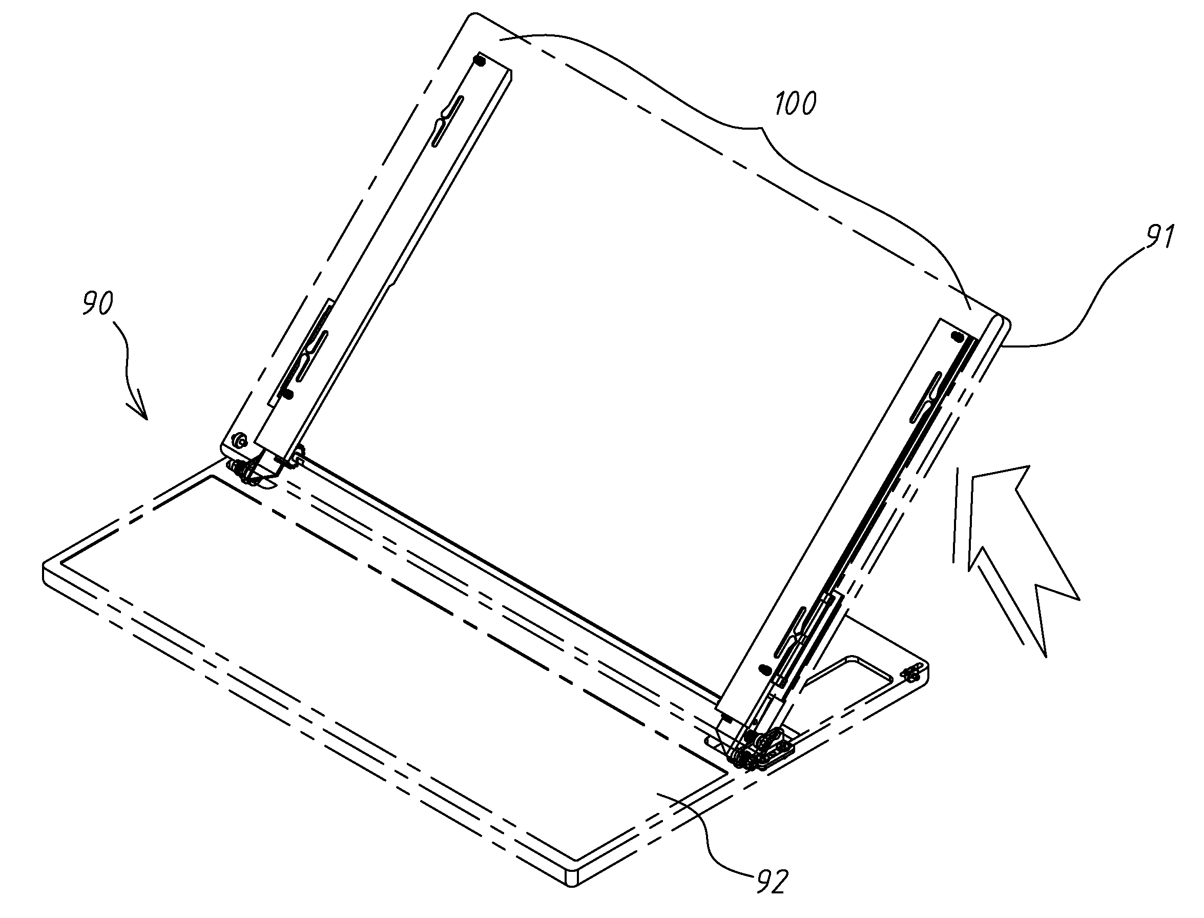 Liftable slide cover mounting structure using a sheet metal bracket mechanism