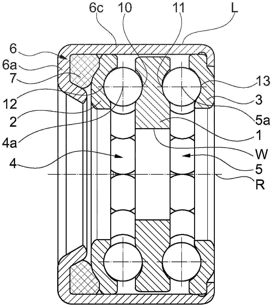 Deep groove thrust ball bearing or radial-thrust ball bearing acting on two sides