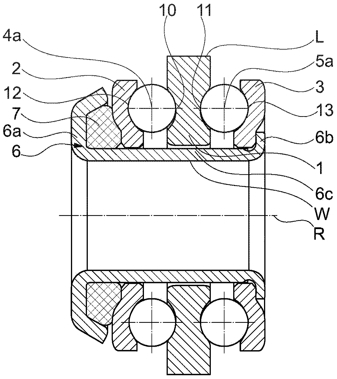 Deep groove thrust ball bearing or radial-thrust ball bearing acting on two sides