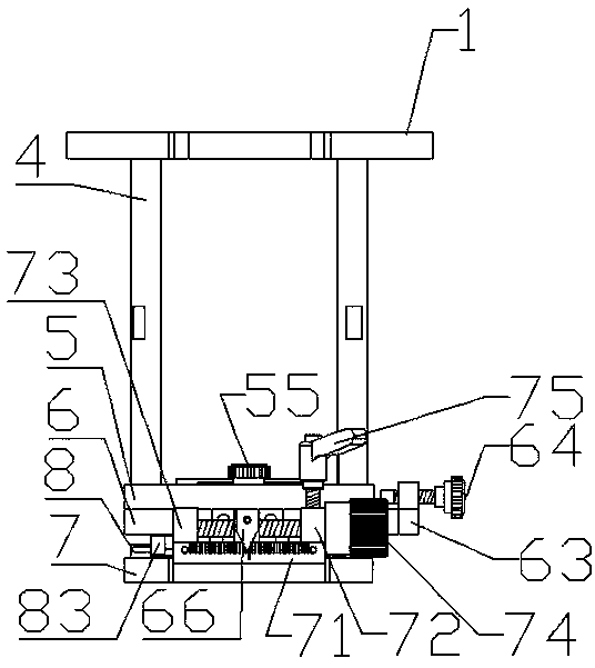 A secondary positioning fine-tuning device for a stacking machine