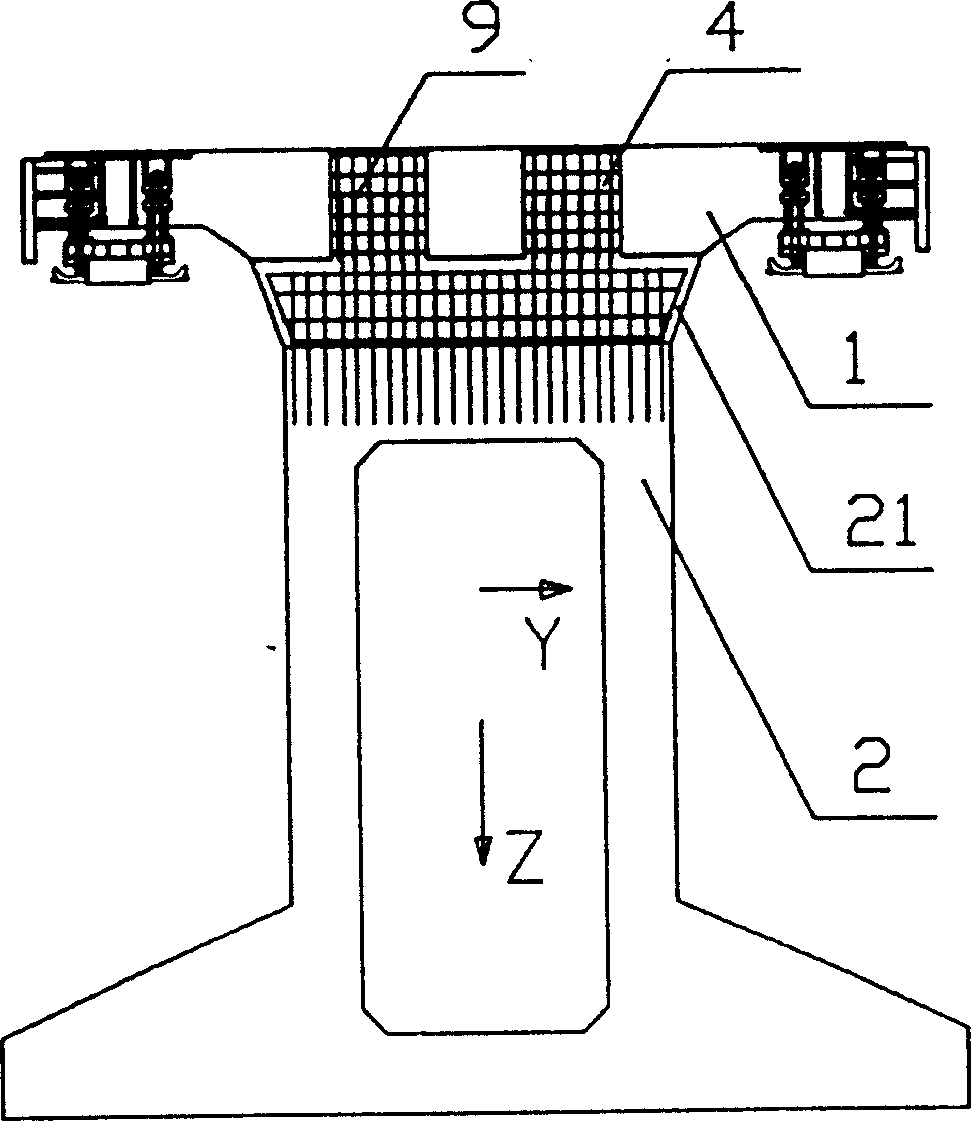 A high speed magnetic suspension superimposition rail beam connection mechanism, a rail beam and a manufacturing method thereof