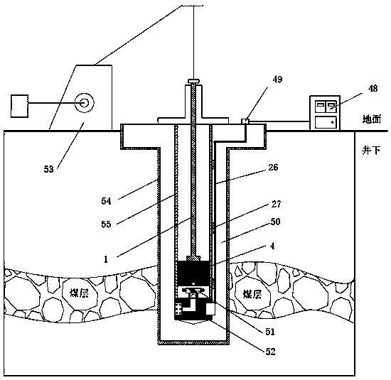 Underground along-pump monitoring device for coal bed gas water discharge and gas production