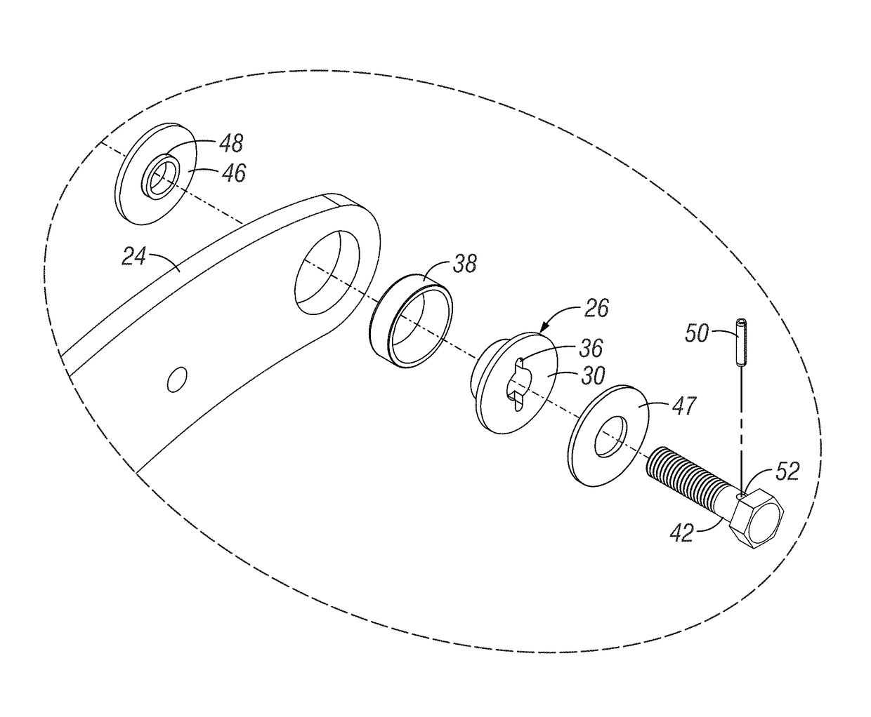 Agricultural planter having tapered bearings on row unit mounting bracket