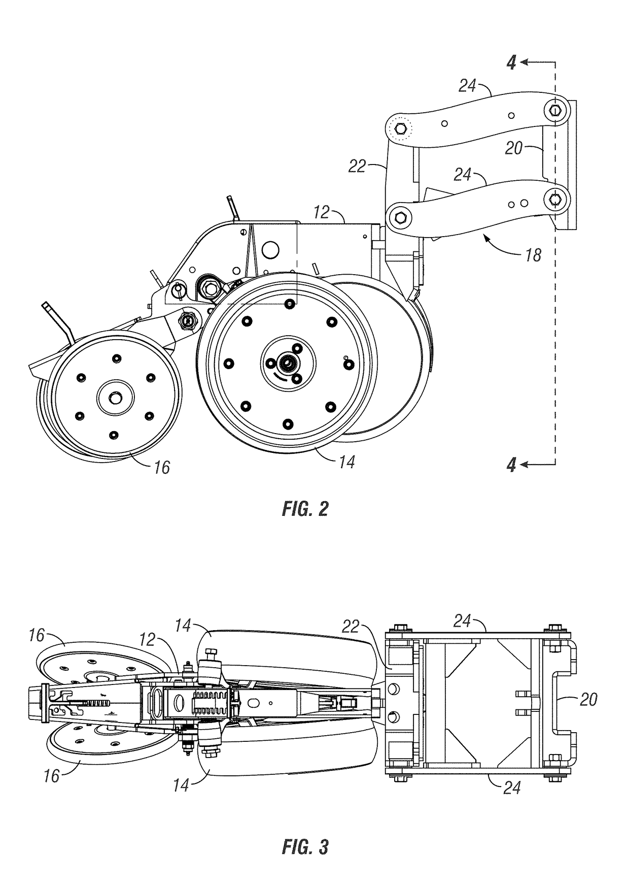 Agricultural planter having tapered bearings on row unit mounting bracket