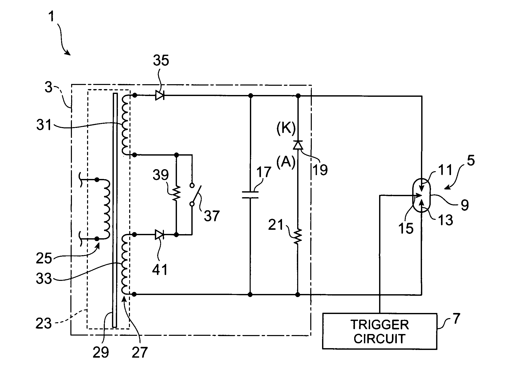 Power supply circuit for flash discharge tube