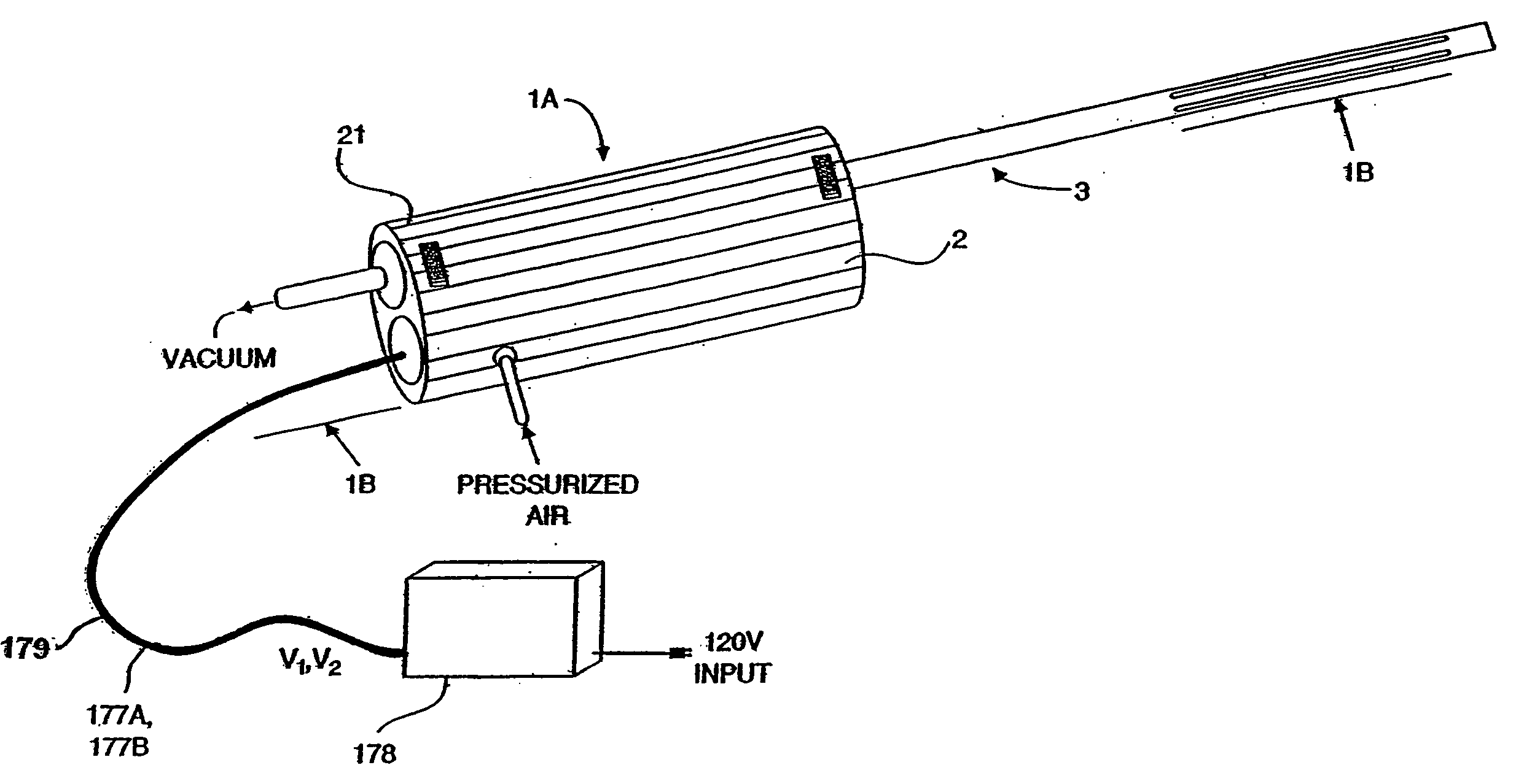 Controller for use with an air-powered tissue-aspiration instrument system