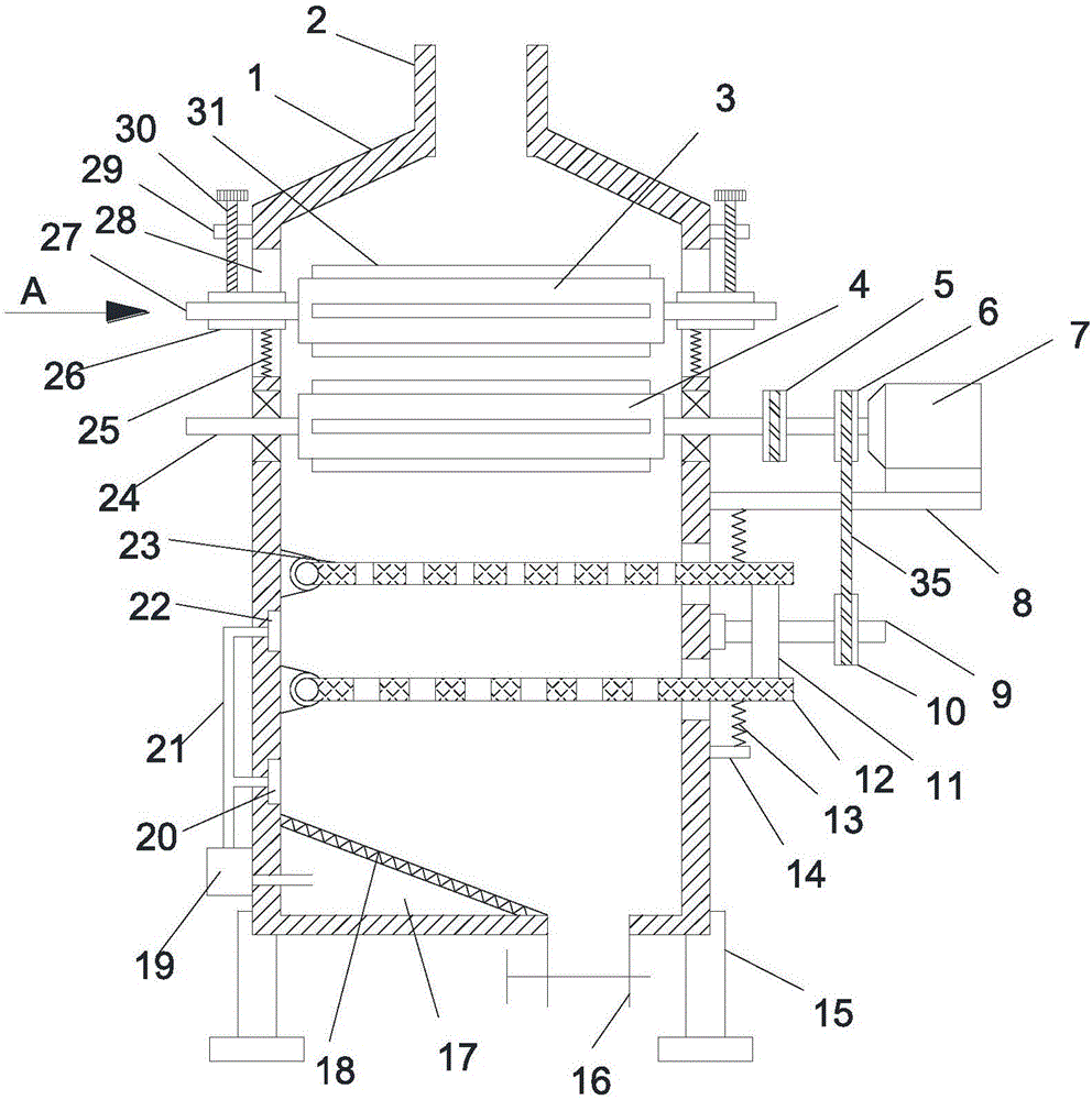 Rice hulling device with screening function