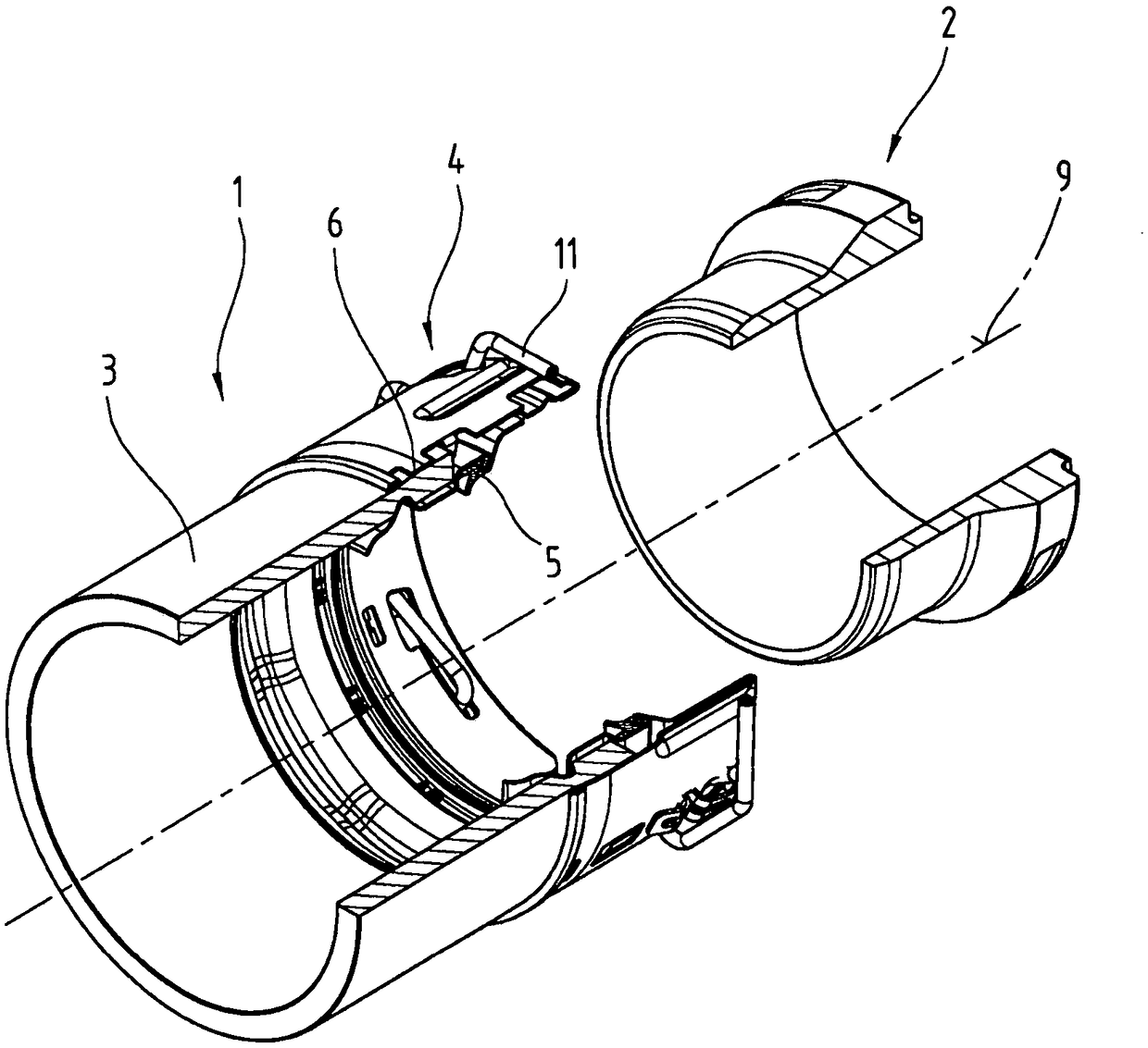 Method for connecting connection section of tube for fluid or gaseous media with plug connector