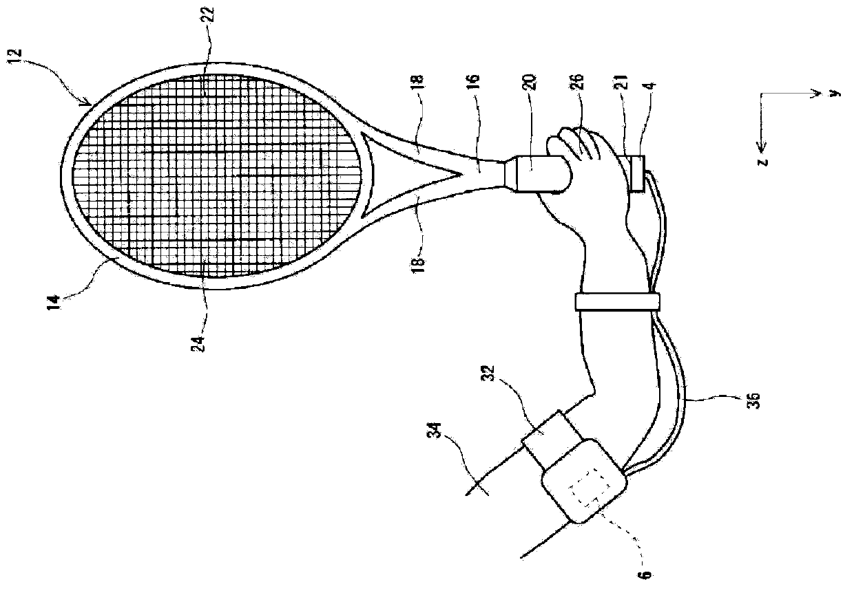 Tennis swing analyzing device and method