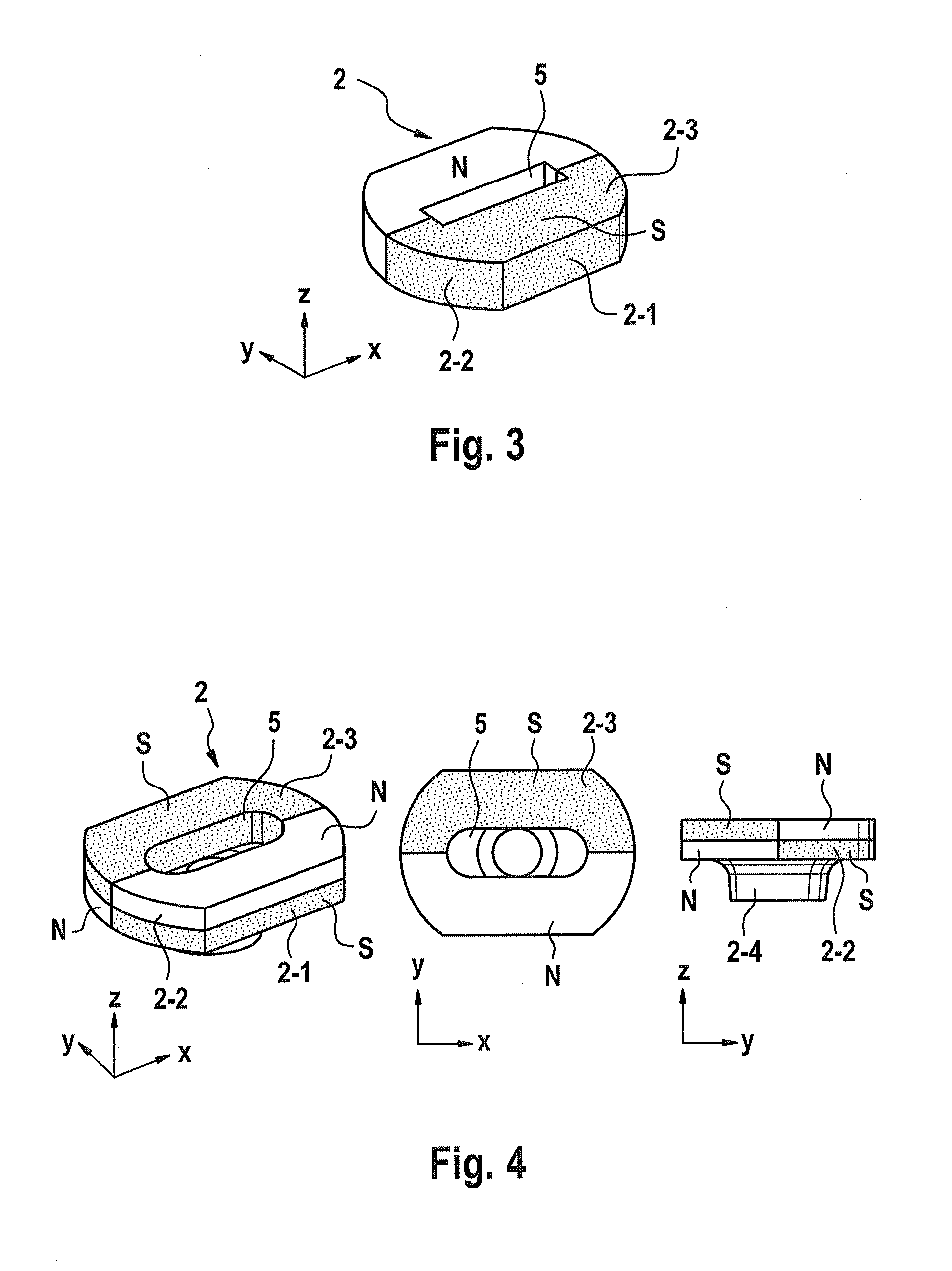 Sensor arrangement and magnetization device, and use of the sensor arrangement in a motor vehicle control device