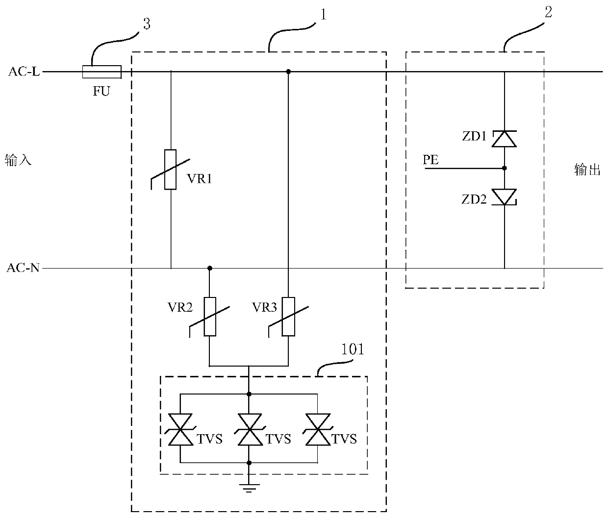 Lightning surge protection circuit of elevator door motor