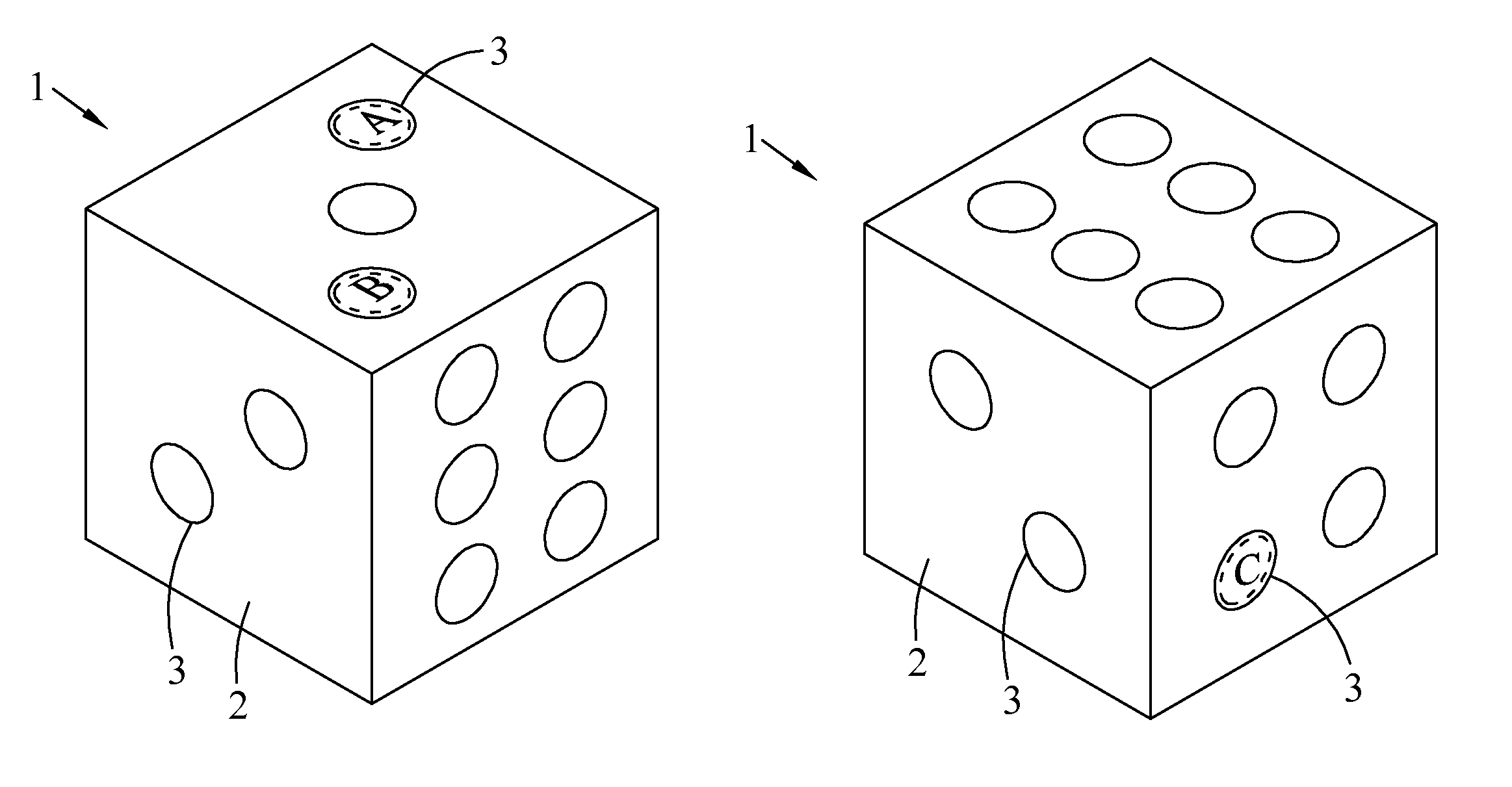 Dice with RFID tags and dice recognizing system for recognizing dice with RFID tags