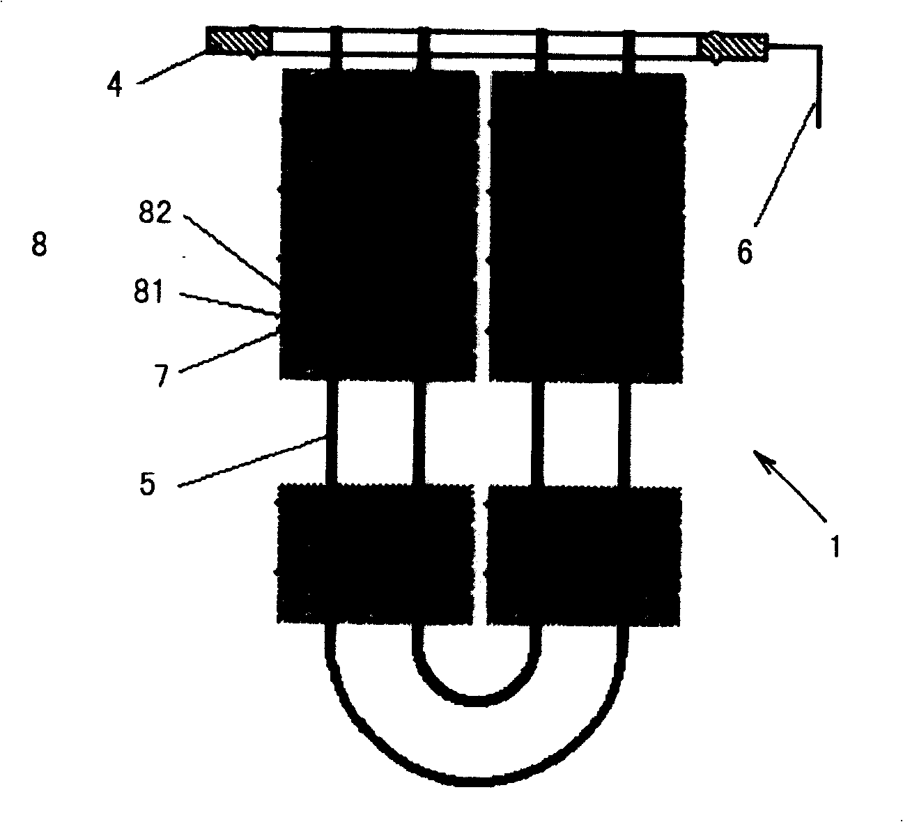 Structure of active carbon fibrous adsorptive bed with static charge reinforcing control