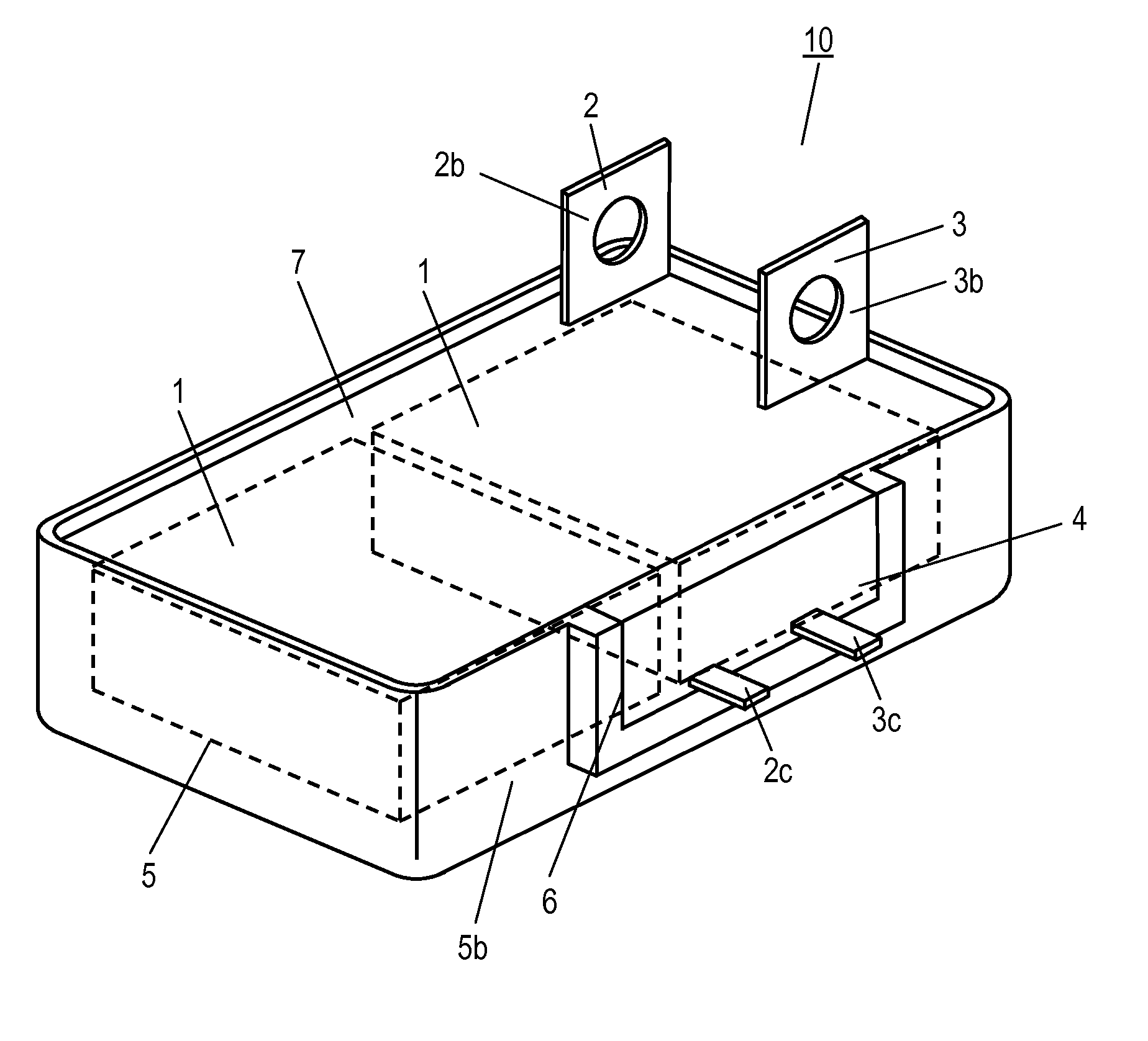 Case-mold-type capacitor and method for producing same