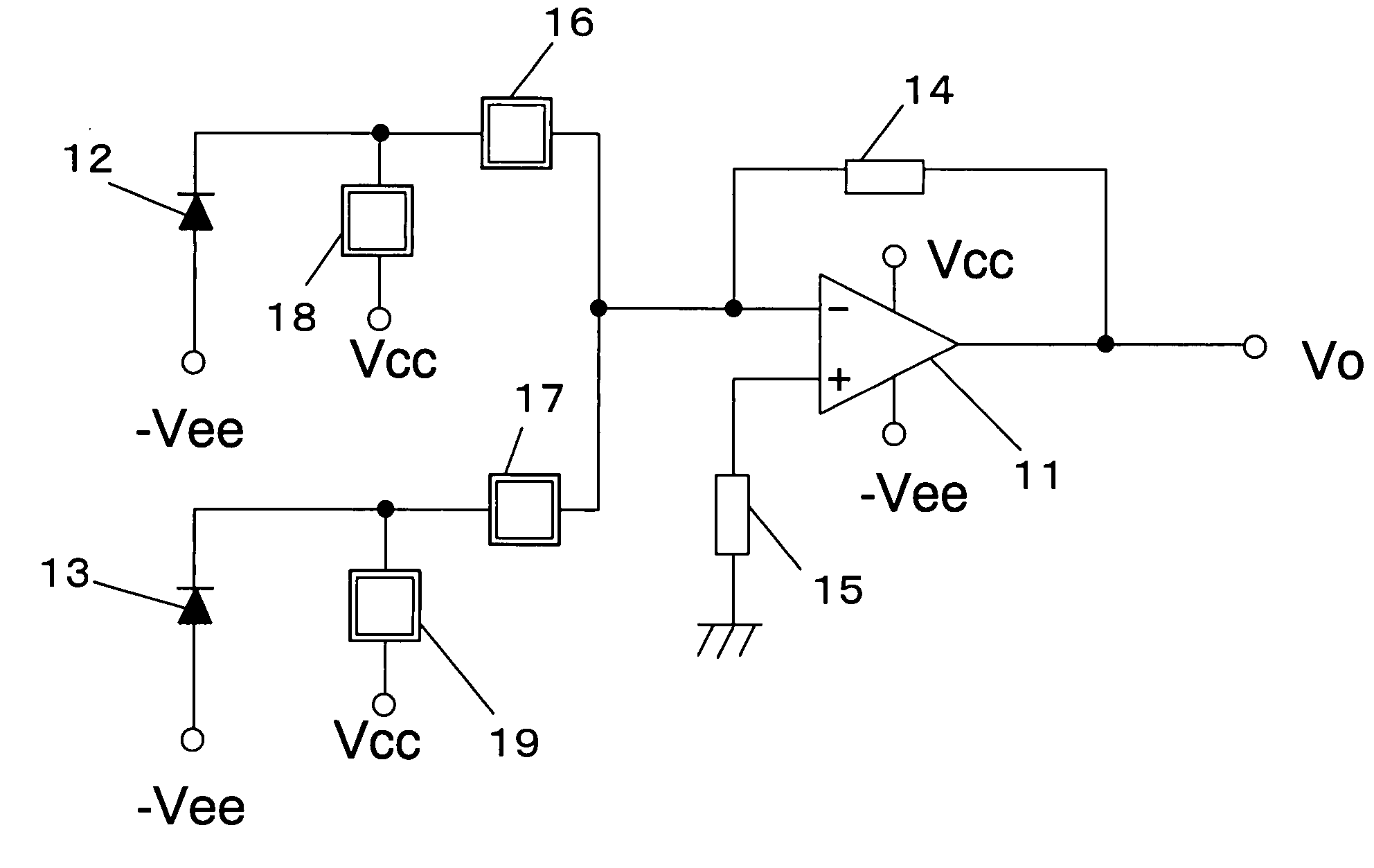 Photodetector-amplifier circuit and optical pickup device