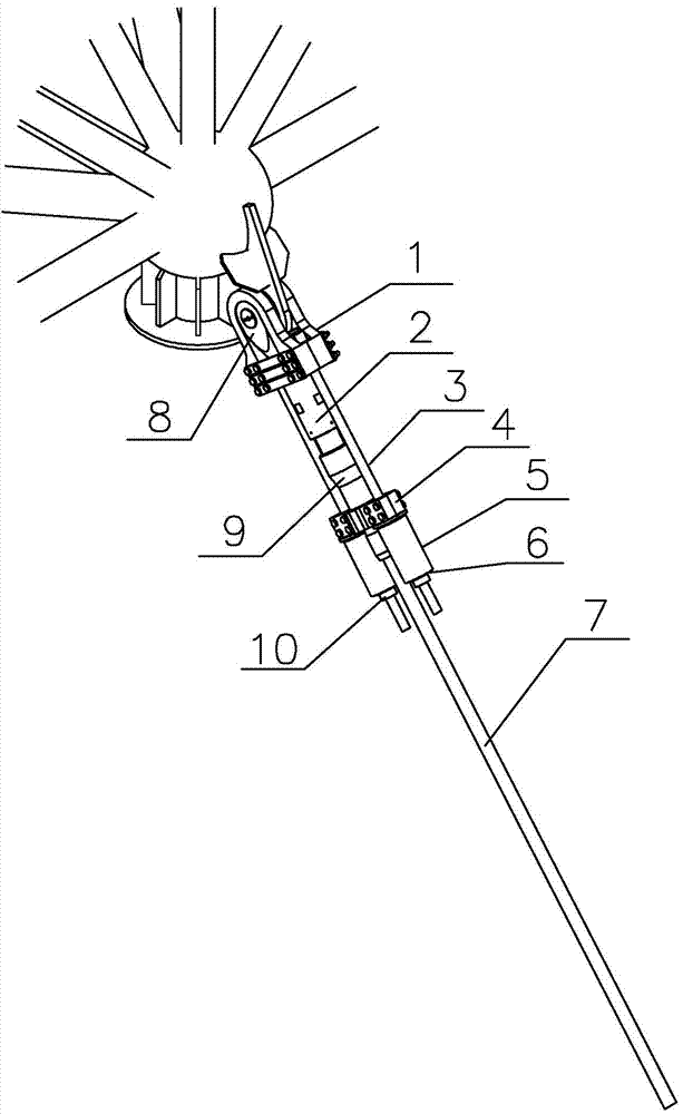 Device assembly for tensioning fork ear type stay rope or steel pull rod and tensioning construction method of device assembly