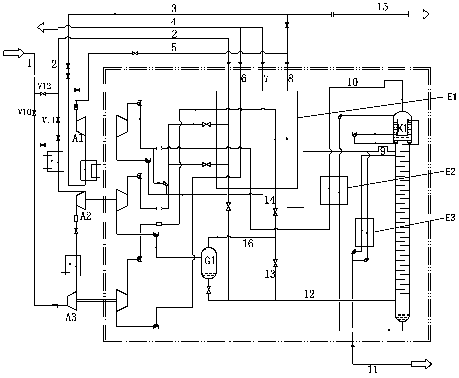 Single-compression twin-supercharging double-expansion high-purity nitrogen preparing device