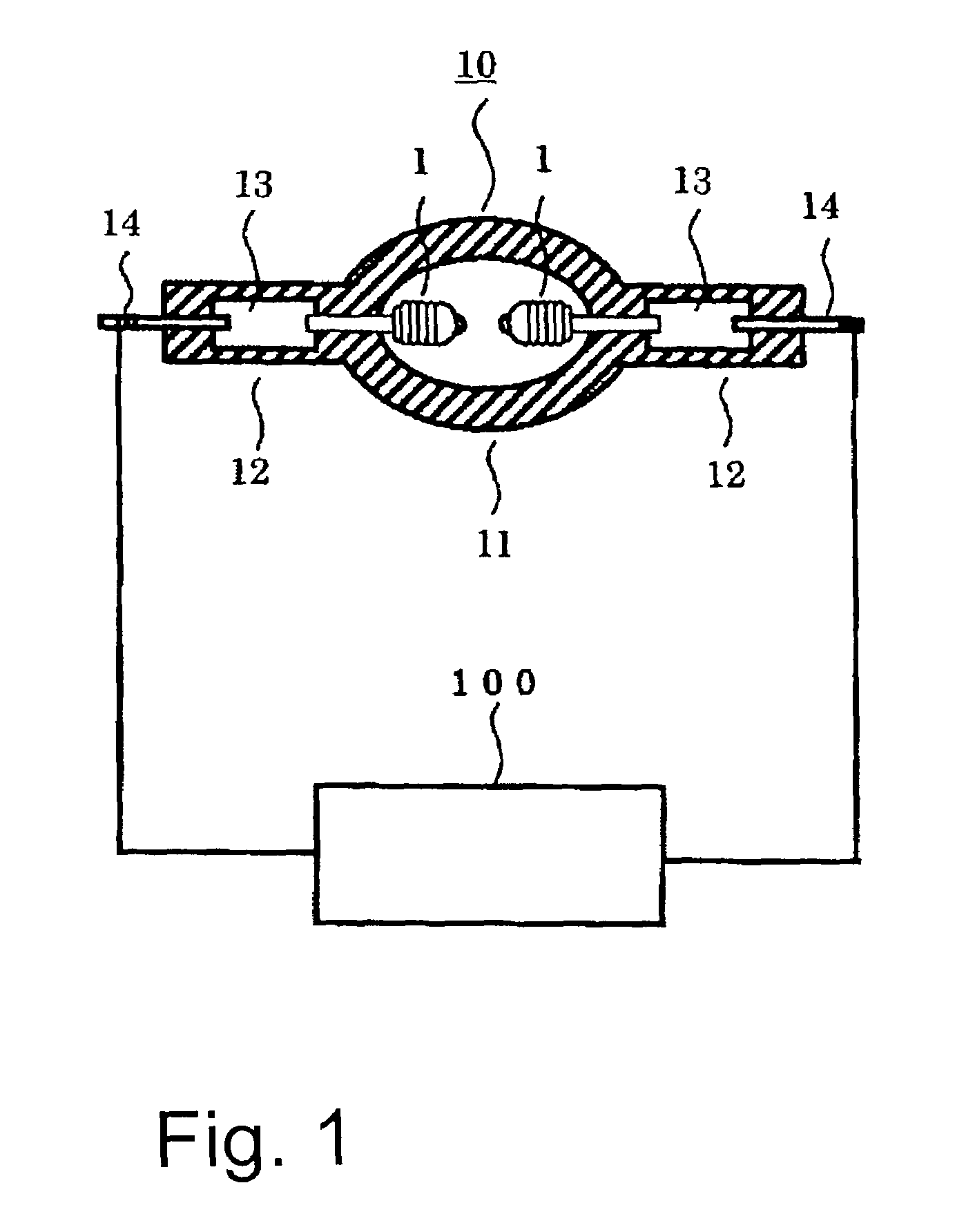 Emission device for an ultra-high pressure mercury lamp