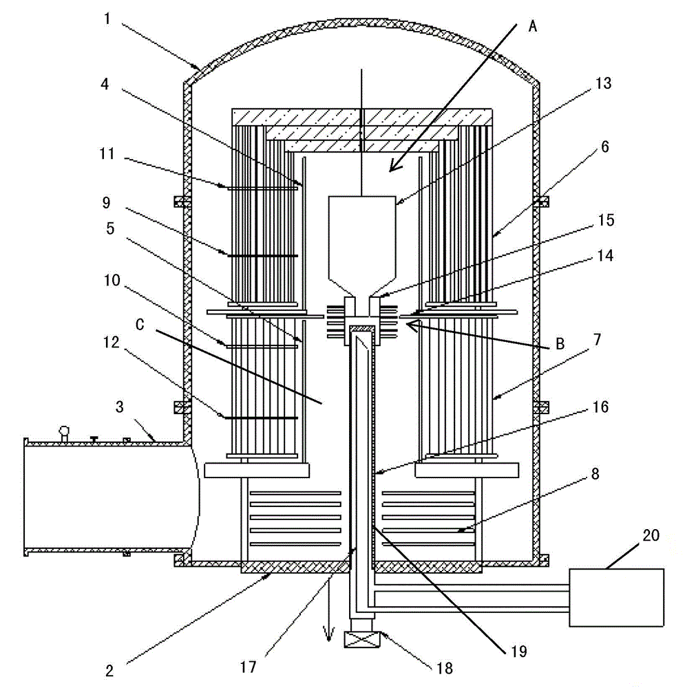 Thermal control Bridgman method single crystal growth device and method for fluoride single crystals