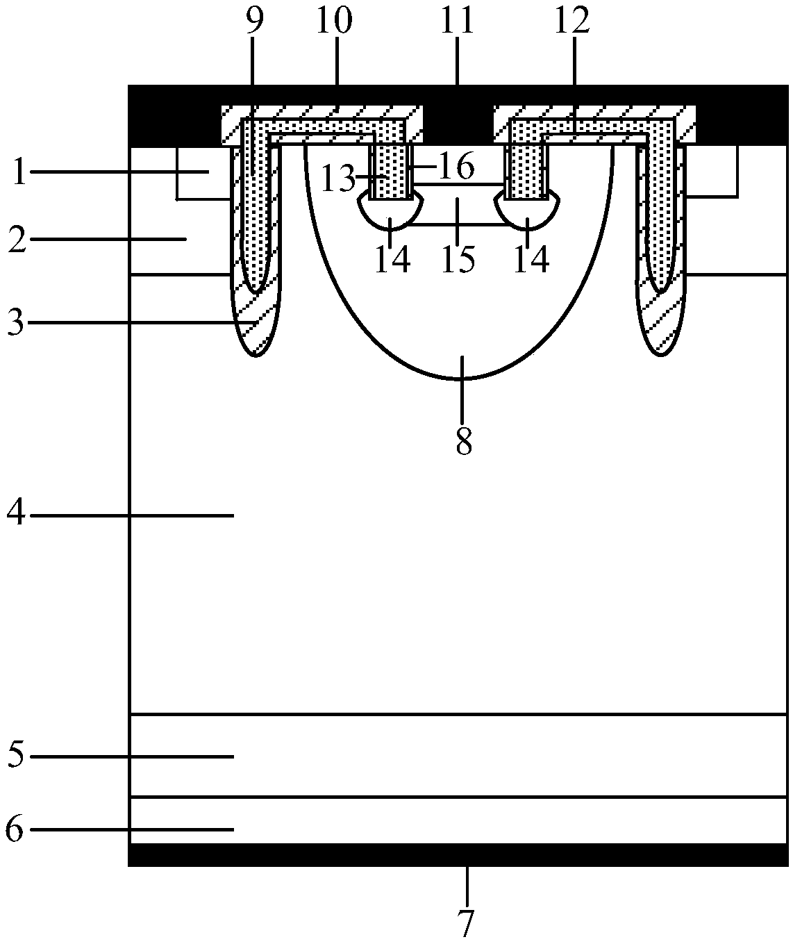 IGBT device with a groove gate type JFET structure