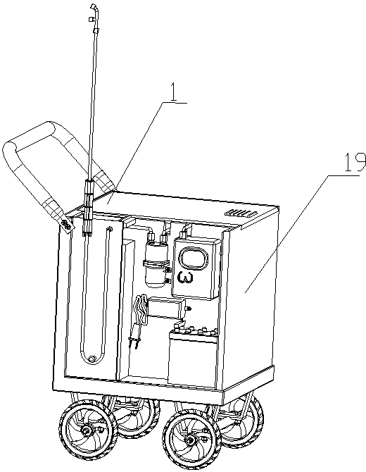 Movable ozone disinfection spray trolley