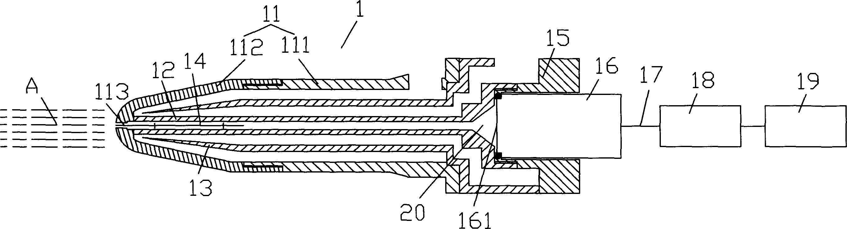 Dynamic pressure probe and method for measuring high temp jet dynamic pressure by the probe