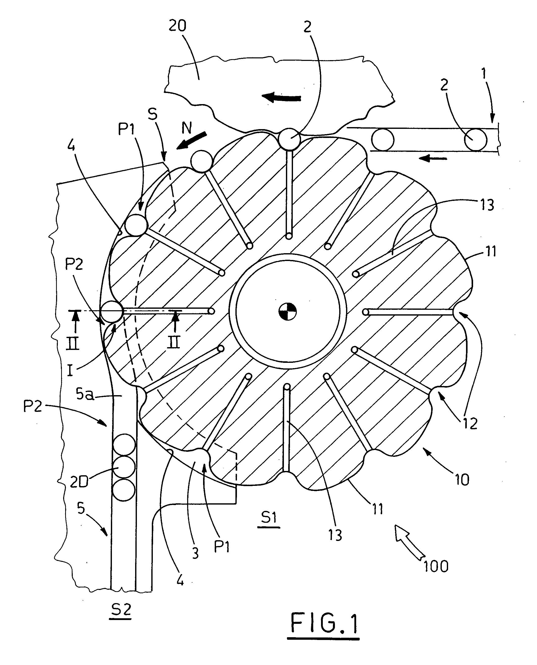 Work unit for conveying bottles between two stations and for rejecting faulty bottles