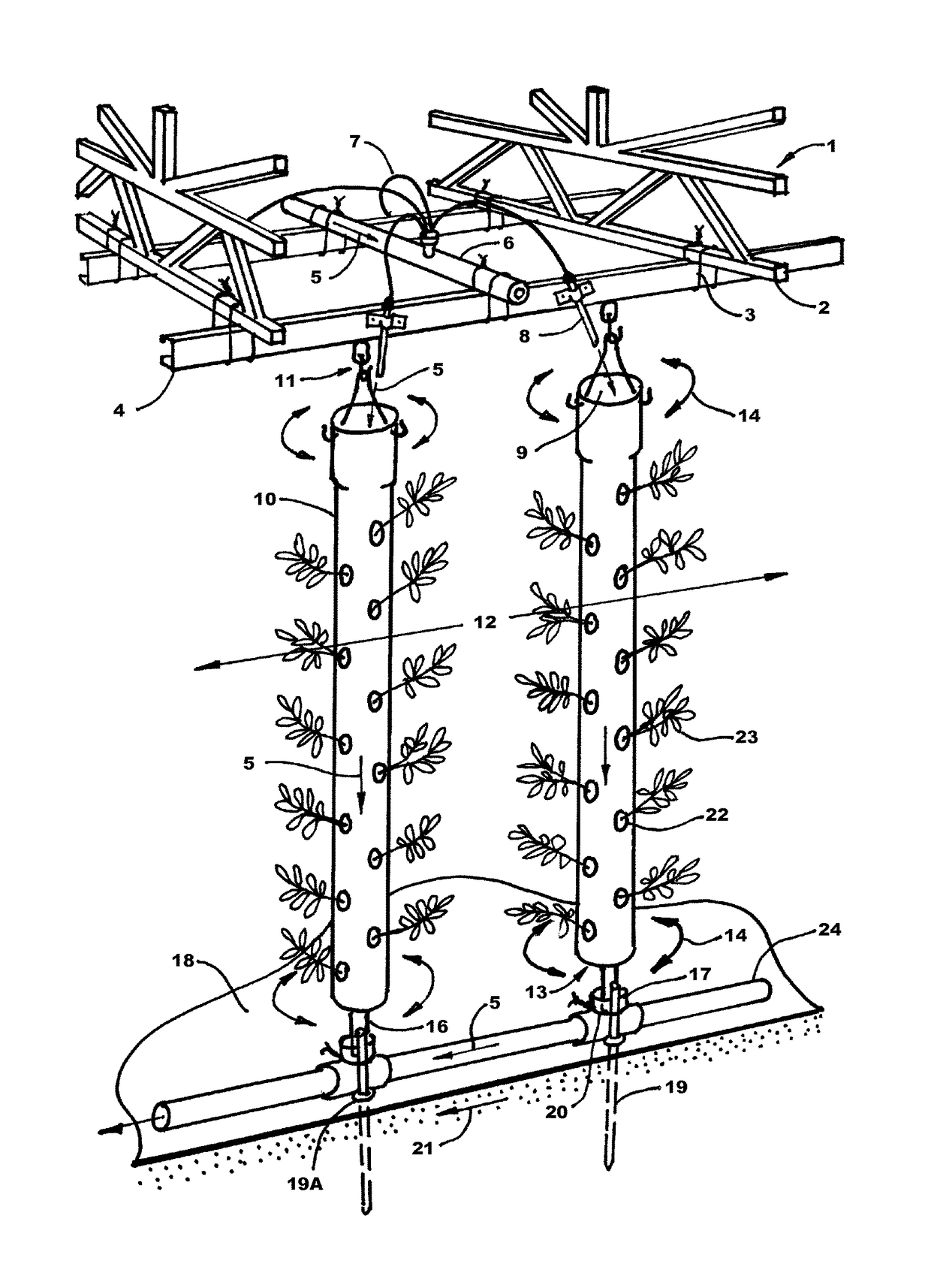 Light-weight modular adjustable vertical hydroponic growing system and method