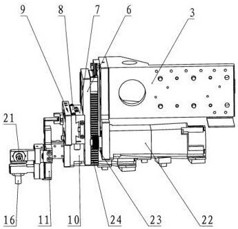 Automatic conveying and packaging tube base flexible feeding and discharging mechanism