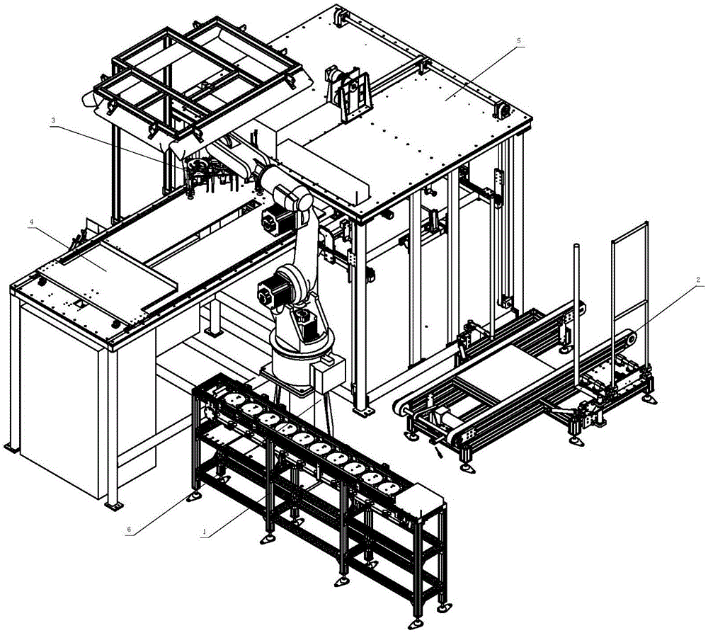 Robot piling and stacking mechanism and control process thereof