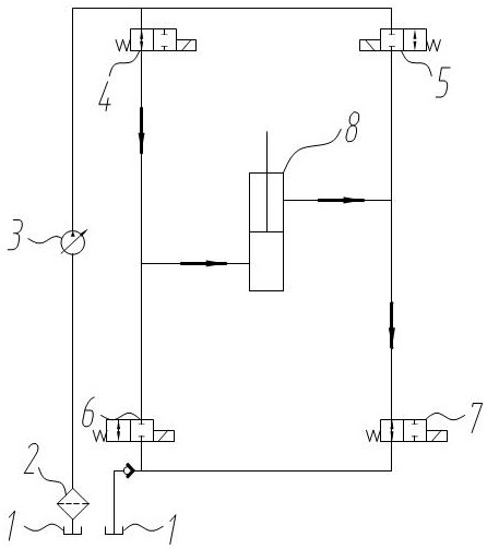 Hydraulic system for forklift lifting oil cylinder