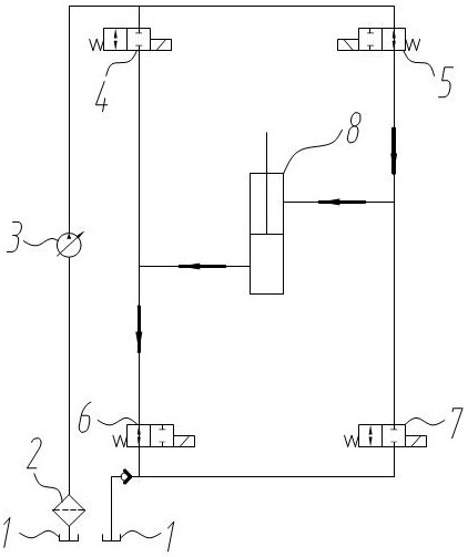 Hydraulic system for forklift lifting oil cylinder