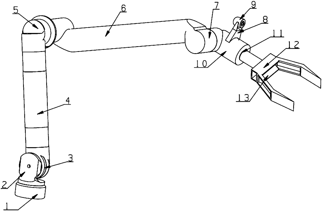 Mechanical arm mechanism of explosive-handling robot and control system and method of mechanical arm mechanism