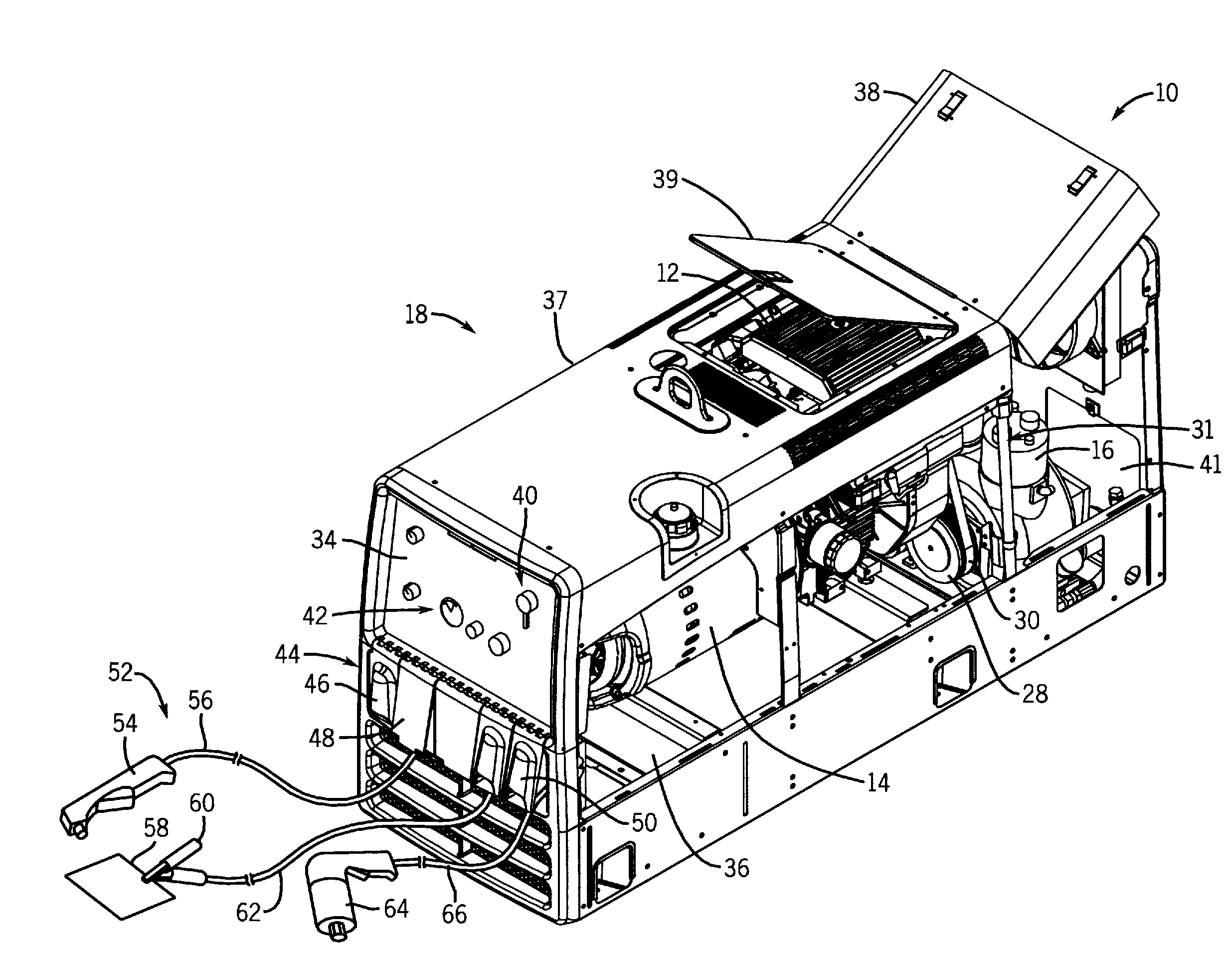 Servicing arrangement for a portable air compressor/generator