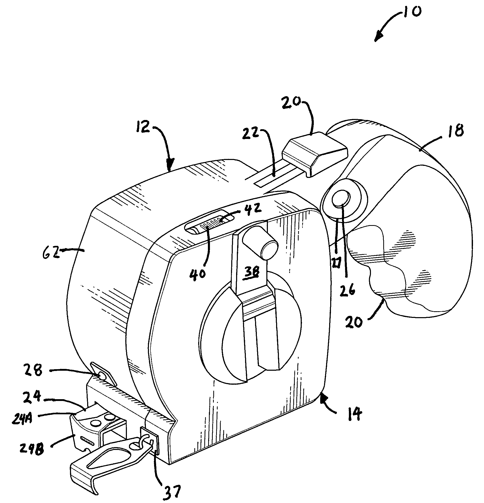 Tape measure having a handle and a removable chalk line marker and method therefor