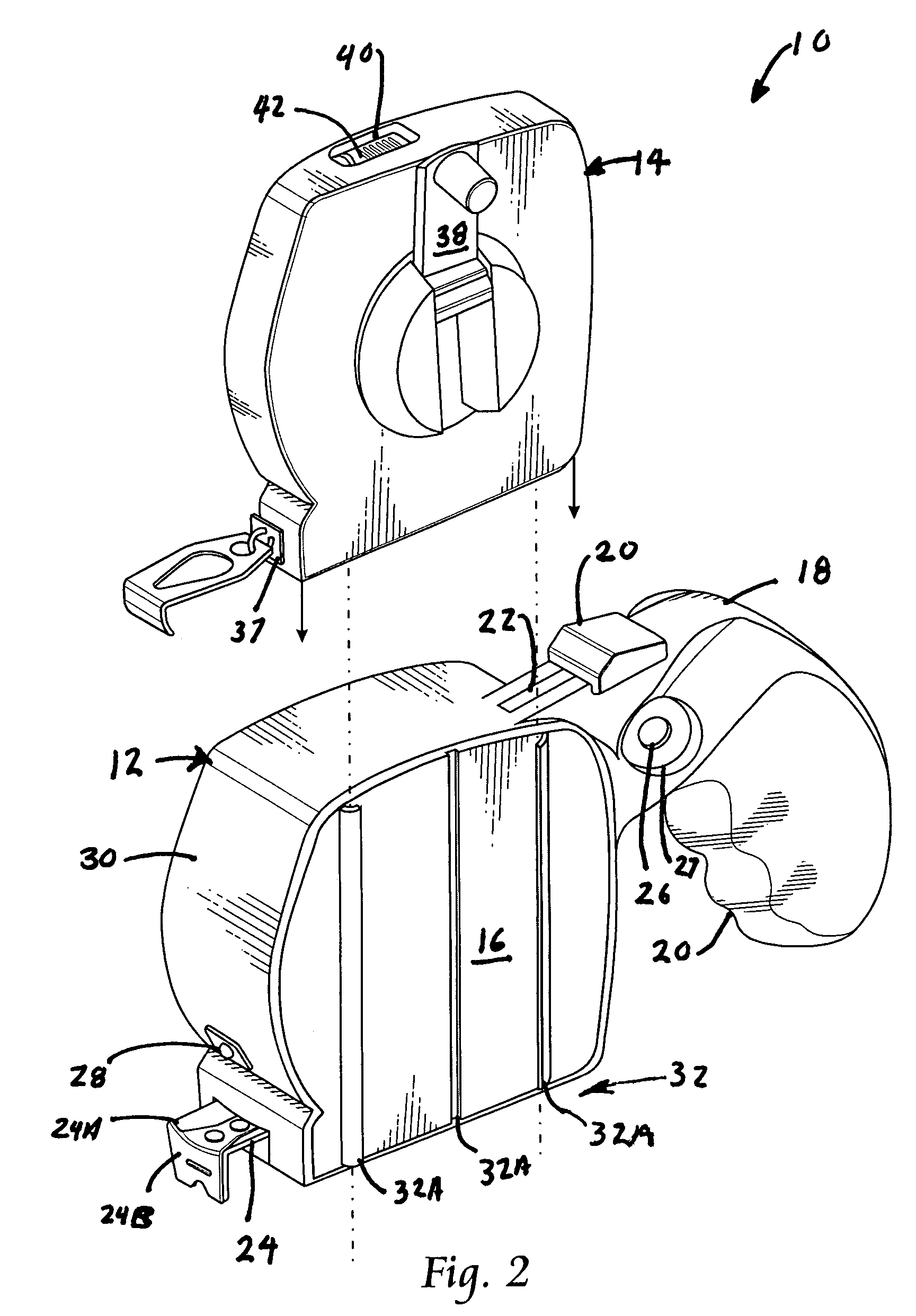 Tape measure having a handle and a removable chalk line marker and method therefor