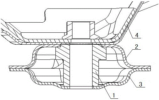 A mounting structure for a sub-frame and a vehicle body