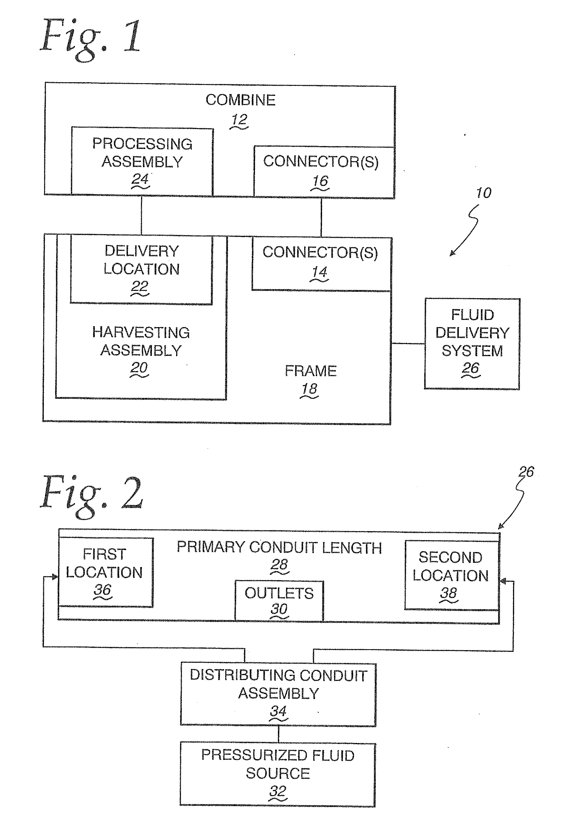 Harvesting apparatus utilizing pressurized fluid