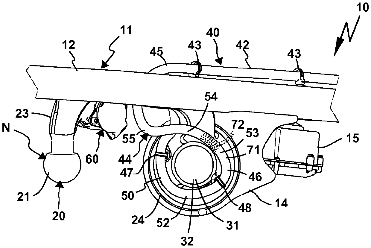 Trailer coupling having a connection device